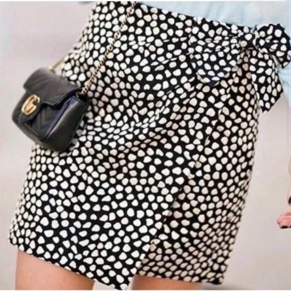 NWT J. Crew Metallic Pebble Print Bow Mini Skirt